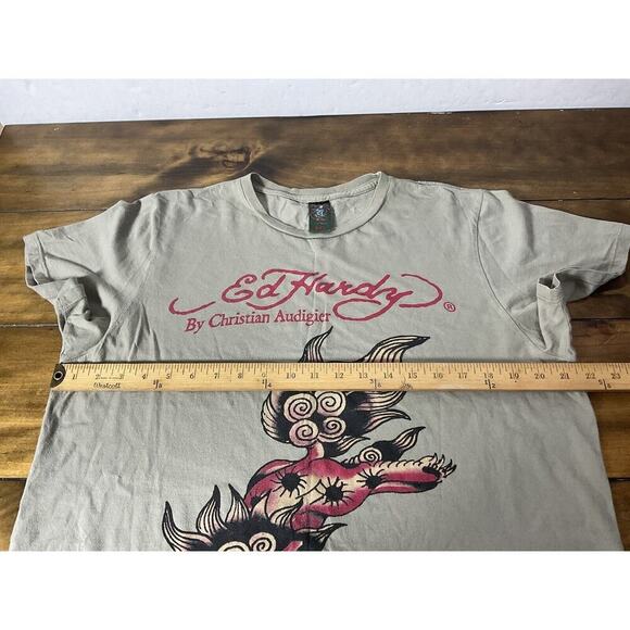 Ed Hardy Christian Audigier T Shirt XXL Dragon Graphic Green - Picture 6 of 10